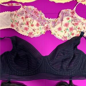 Floral and Black Lace Women's Bra Set of 5: 4 Marie Jo + 1 Wacoal, all size 34D